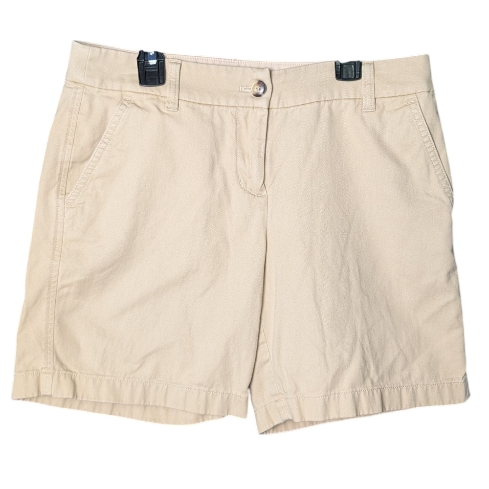 J. Crew Women's 2 Classic Beige Shorts Like New Pockets Zipper Button Closure